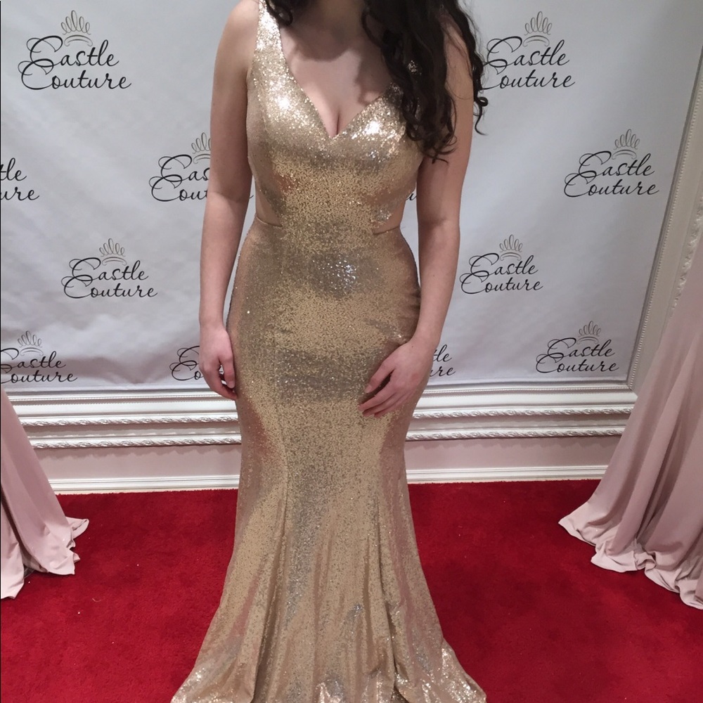 Size 4 Gold Sequin Prom Dress